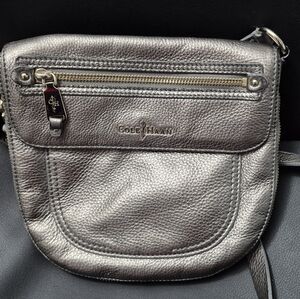 Cole Haan Metallic Silver Canteen Messenger Crossbody